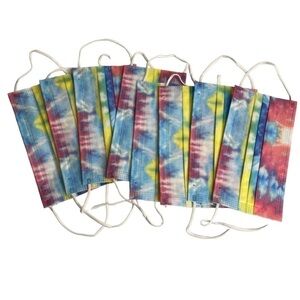 8 NEW TIE DYE PRIDE SINGLE USE FACE MASKS